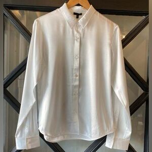 ATM | WHITE Stretch Charmeuse Classic Slim Shirt
